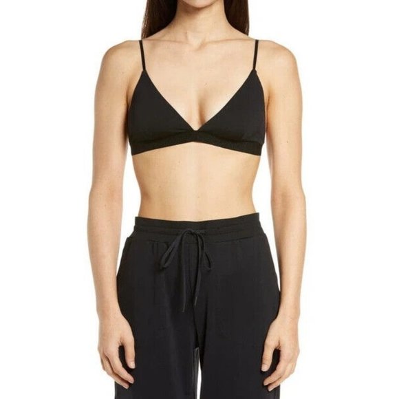 JONATHAN SIMKHAI STANDARD Mimi Matte Jersey Triangle Bralette Top Black sz M - Picture 5 of 6